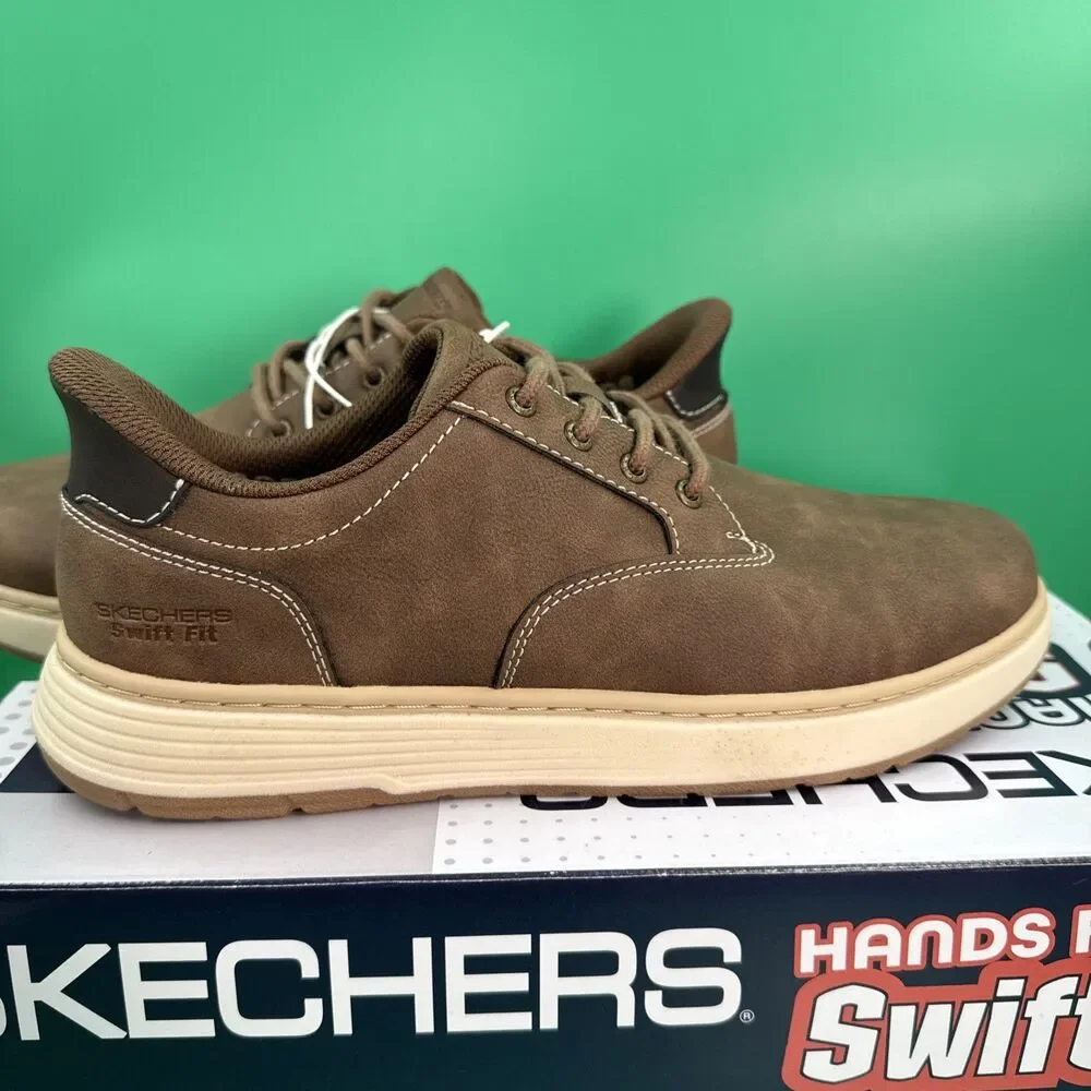 Skechers Hands Free Swift Fit Men’s 8.5 Brown Waterproof Casual Lace Sneakers
